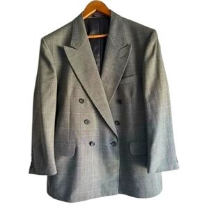 Evan Picone Wool Blazer 42R grey with subtle plaid